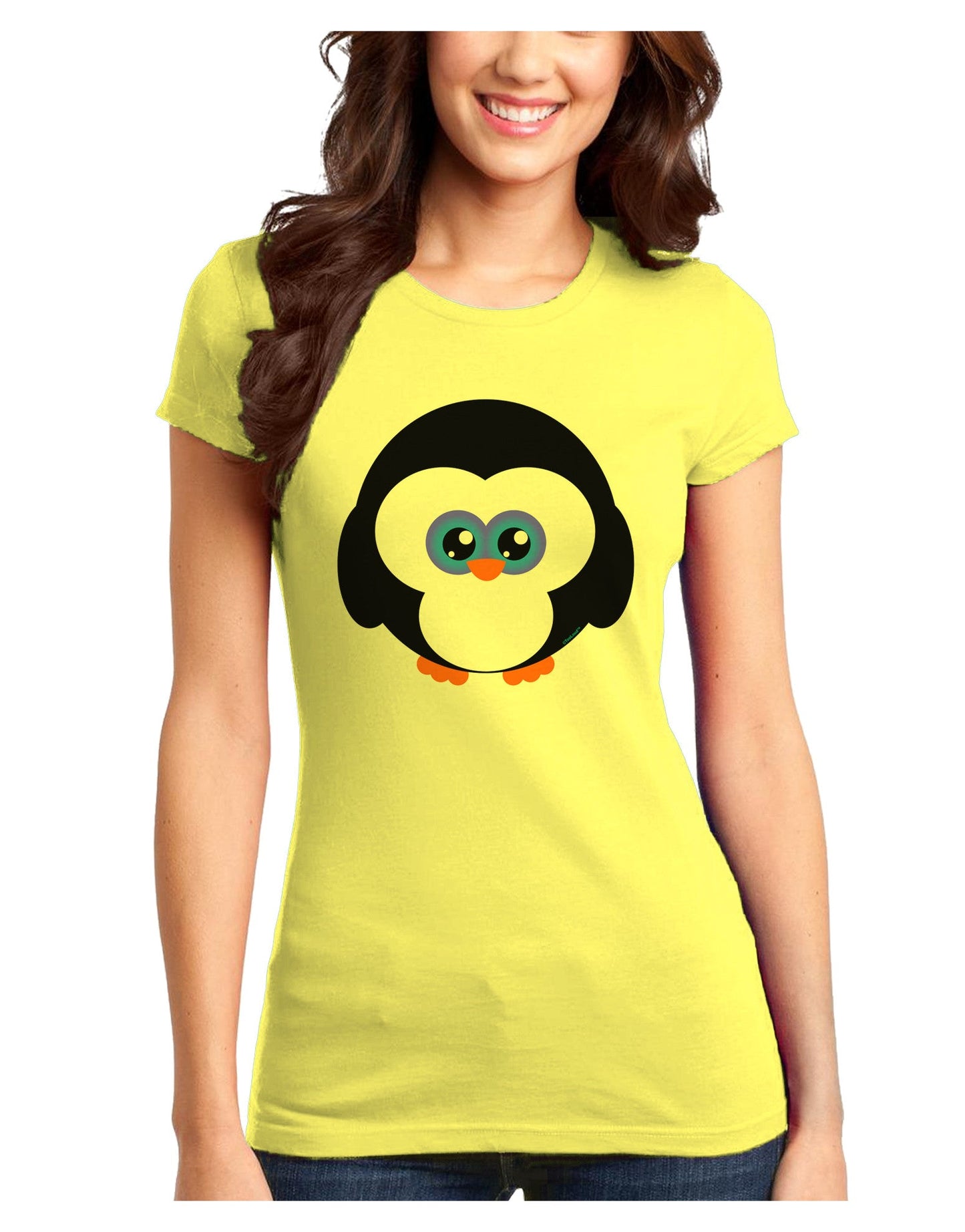 Cute Penguin Christmas Juniors T-Shirt-Womens Juniors T-Shirt-TooLoud-Yellow-Juniors Fitted XS-Davson Sales