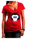 Cute Penguin Christmas Juniors V-Neck Dark T-Shirt-Womens V-Neck T-Shirts-TooLoud-Red-Juniors Fitted Small-Davson Sales