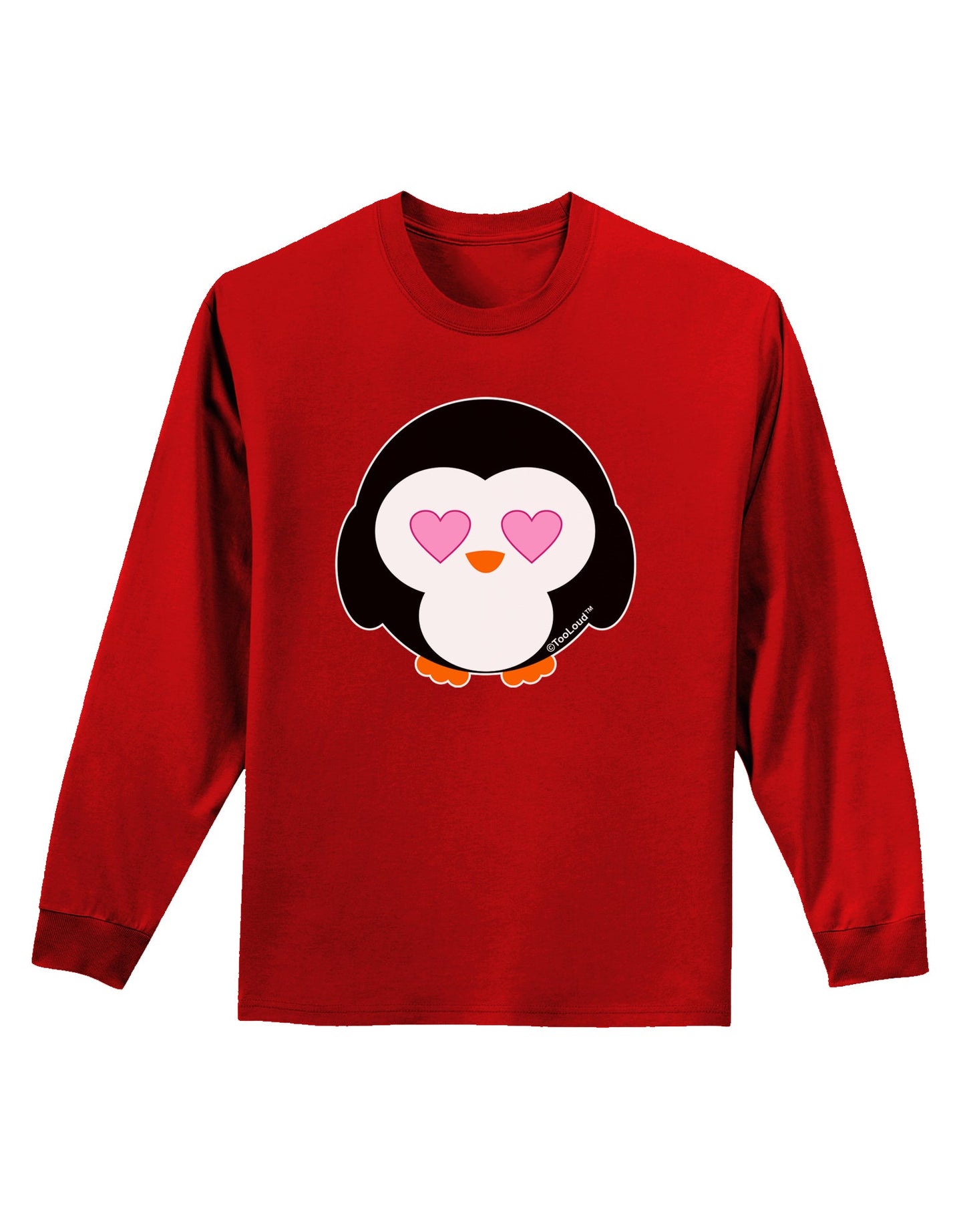 Cute Penguin - Heart Eyes Adult Long Sleeve Dark T-Shirt by TooLoud-TooLoud-Red-Small-Davson Sales