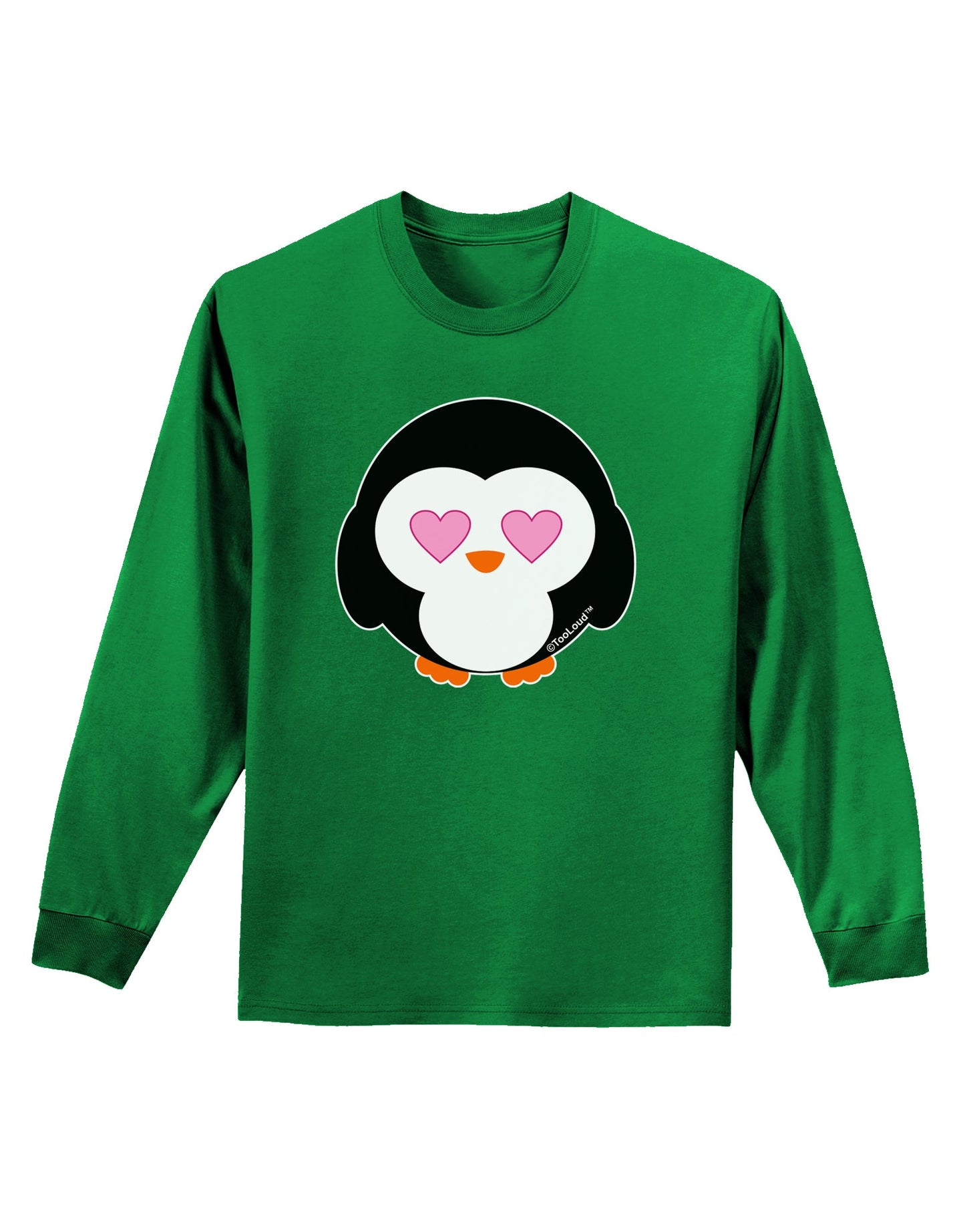 Cute Penguin - Heart Eyes Adult Long Sleeve Dark T-Shirt by TooLoud-TooLoud-Kelly-Green-Small-Davson Sales