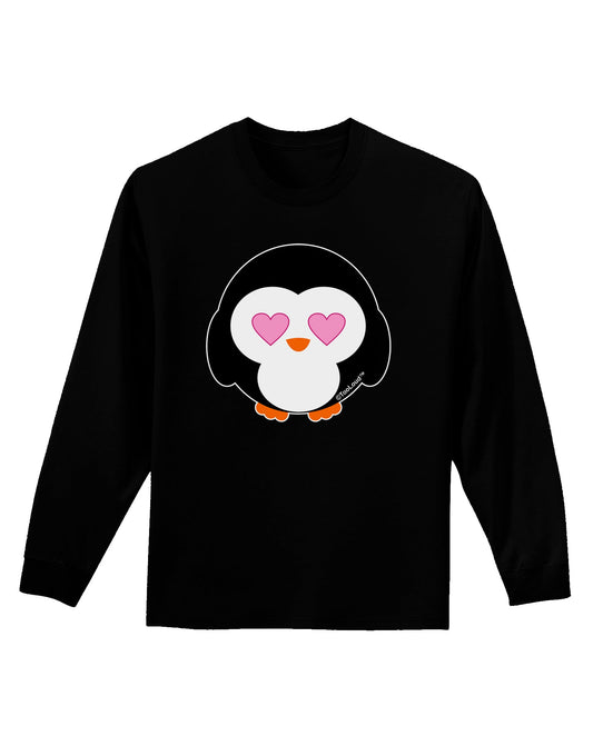 Cute Penguin - Heart Eyes Adult Long Sleeve Dark T-Shirt by TooLoud-TooLoud-Black-Small-Davson Sales