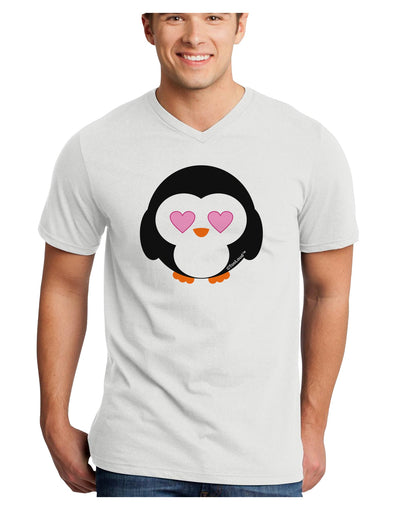 Cute Penguin - Heart Eyes Adult V-Neck T-shirt by TooLoud-Mens V-Neck T-Shirt-TooLoud-White-Small-Davson Sales