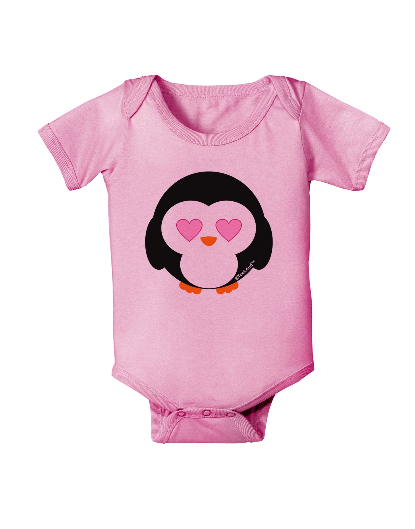Cute Penguin - Heart Eyes Baby Romper Bodysuit by TooLoud-Baby Romper-TooLoud-Light-Pink-06-Months-Davson Sales