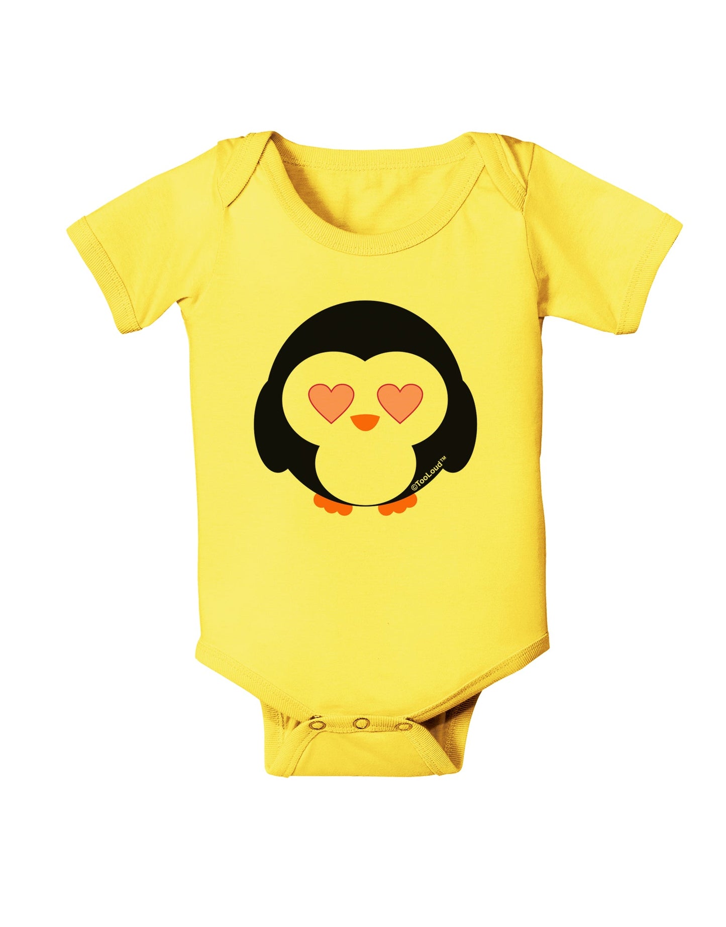 Cute Penguin - Heart Eyes Baby Romper Bodysuit by TooLoud-Baby Romper-TooLoud-Yellow-06-Months-Davson Sales