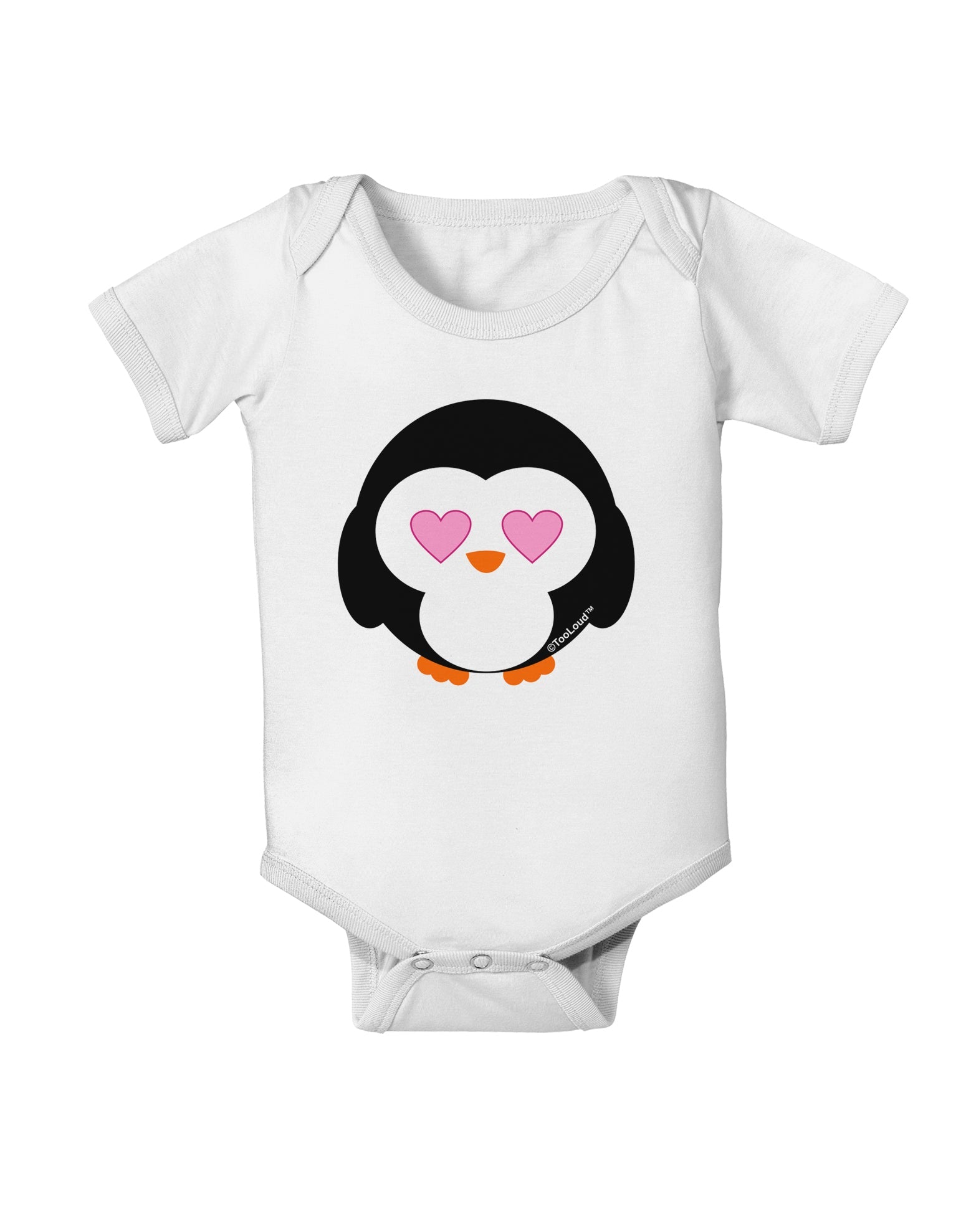 Cute Penguin - Heart Eyes Baby Romper Bodysuit by TooLoud-Baby Romper-TooLoud-White-06-Months-Davson Sales