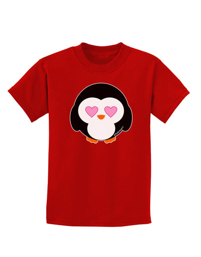 Cute Penguin - Heart Eyes Childrens Dark T-Shirt by TooLoud-Childrens T-Shirt-TooLoud-Red-X-Small-Davson Sales