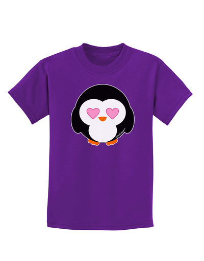 Cute Penguin - Heart Eyes Childrens Dark T-Shirt by TooLoud-Childrens T-Shirt-TooLoud-Purple-X-Small-Davson Sales