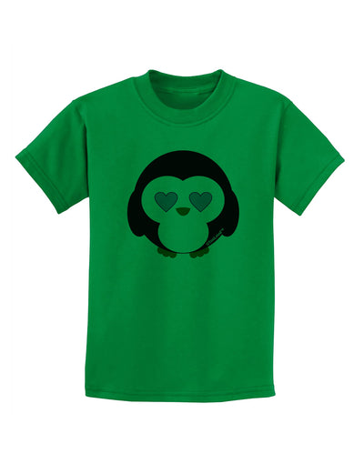 Cute Penguin - Heart Eyes Childrens T-Shirt by TooLoud-Childrens T-Shirt-TooLoud-Kelly-Green-X-Small-Davson Sales