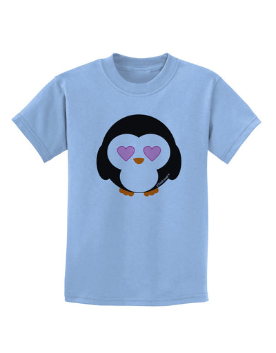 Cute Penguin - Heart Eyes Childrens T-Shirt by TooLoud-Childrens T-Shirt-TooLoud-Light-Blue-X-Small-Davson Sales