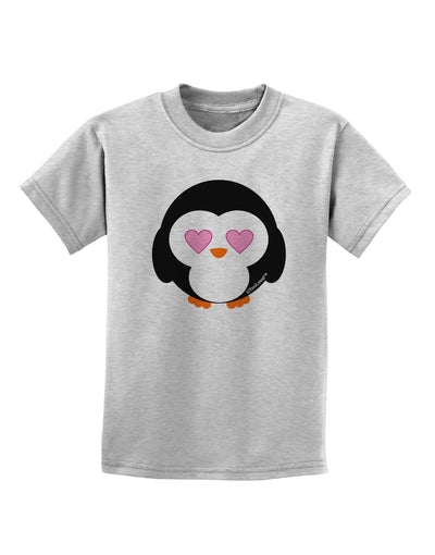 Cute Penguin - Heart Eyes Childrens T-Shirt by TooLoud-Childrens T-Shirt-TooLoud-AshGray-X-Small-Davson Sales