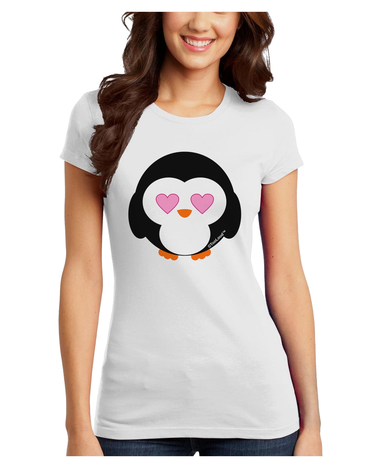 Cute Penguin - Heart Eyes Juniors T-Shirt by TooLoud-Womens Juniors T-Shirt-TooLoud-White-Juniors Fitted X-Small-Davson Sales