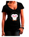 Cute Penguin - Heart Eyes Juniors V-Neck Dark T-Shirt by TooLoud-Womens V-Neck T-Shirts-TooLoud-Black-Juniors Fitted Small-Davson Sales