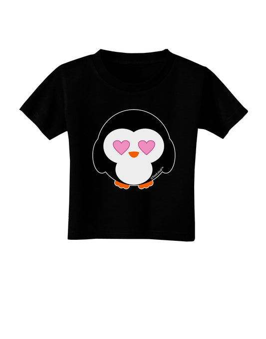 Cute Penguin - Heart Eyes Toddler T-Shirt Dark by TooLoud-Toddler T-Shirt-TooLoud-Black-2T-Davson Sales