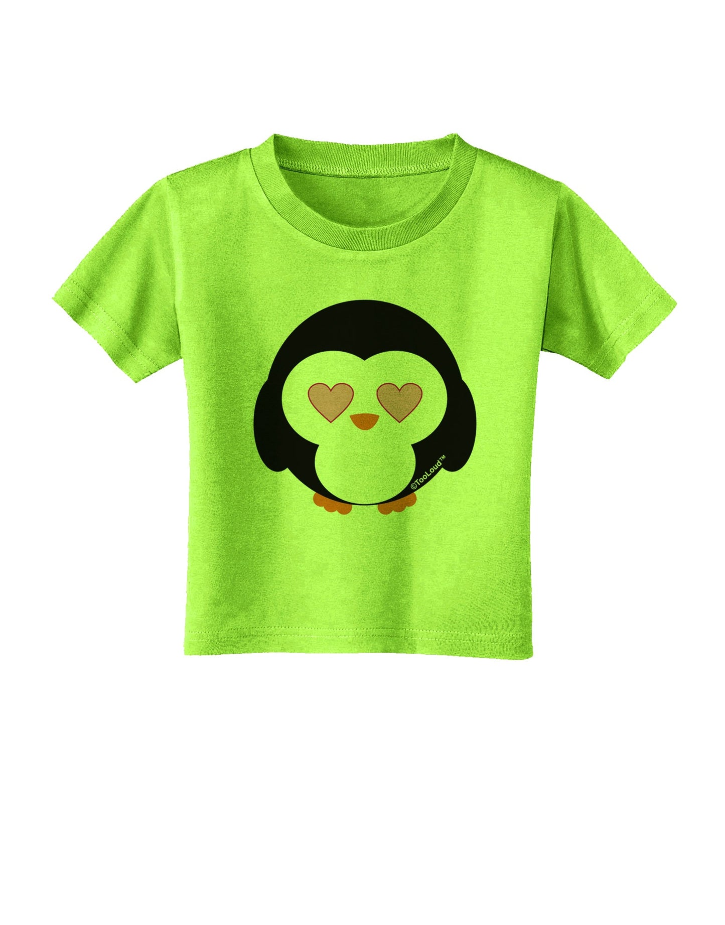 Cute Penguin - Heart Eyes Toddler T-Shirt by TooLoud-Toddler T-Shirt-TooLoud-Lime-Green-2T-Davson Sales