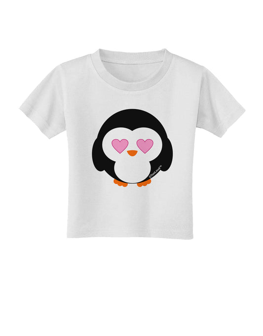 Cute Penguin - Heart Eyes Toddler T-Shirt by TooLoud-Toddler T-Shirt-TooLoud-White-2T-Davson Sales