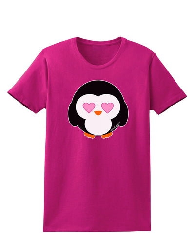 Cute Penguin - Heart Eyes Womens Dark T-Shirt by TooLoud-Womens T-Shirt-TooLoud-Hot-Pink-Small-Davson Sales