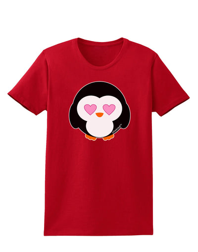 Cute Penguin - Heart Eyes Womens Dark T-Shirt by TooLoud-Womens T-Shirt-TooLoud-Red-X-Small-Davson Sales