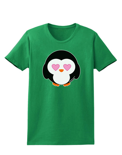 Cute Penguin - Heart Eyes Womens Dark T-Shirt by TooLoud-Womens T-Shirt-TooLoud-Kelly-Green-X-Small-Davson Sales