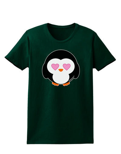 Cute Penguin - Heart Eyes Womens Dark T-Shirt by TooLoud-Womens T-Shirt-TooLoud-Forest-Green-Small-Davson Sales