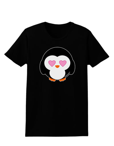 Cute Penguin - Heart Eyes Womens Dark T-Shirt by TooLoud-Womens T-Shirt-TooLoud-Black-X-Small-Davson Sales