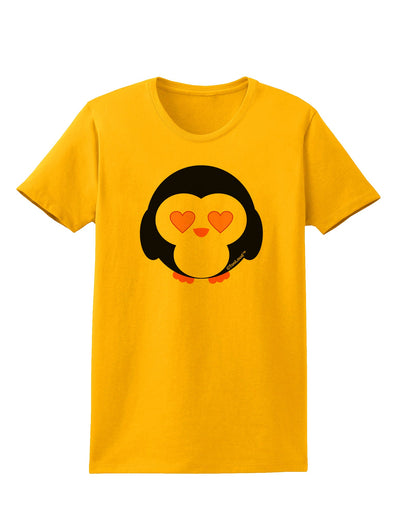 Cute Penguin - Heart Eyes Womens T-Shirt by TooLoud-Womens T-Shirt-TooLoud-Gold-X-Small-Davson Sales