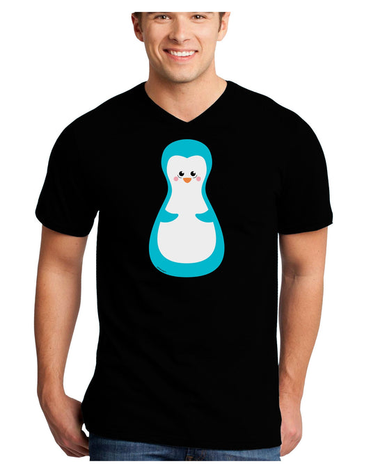 Cute Penguin Matryoshka Nesting Doll - Christmas Adult Dark V-Neck T-Shirt-TooLoud-Black-Small-Davson Sales