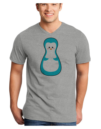 Cute Penguin Matryoshka Nesting Doll - Christmas Adult V-Neck T-shirt-Mens V-Neck T-Shirt-TooLoud-HeatherGray-Small-Davson Sales