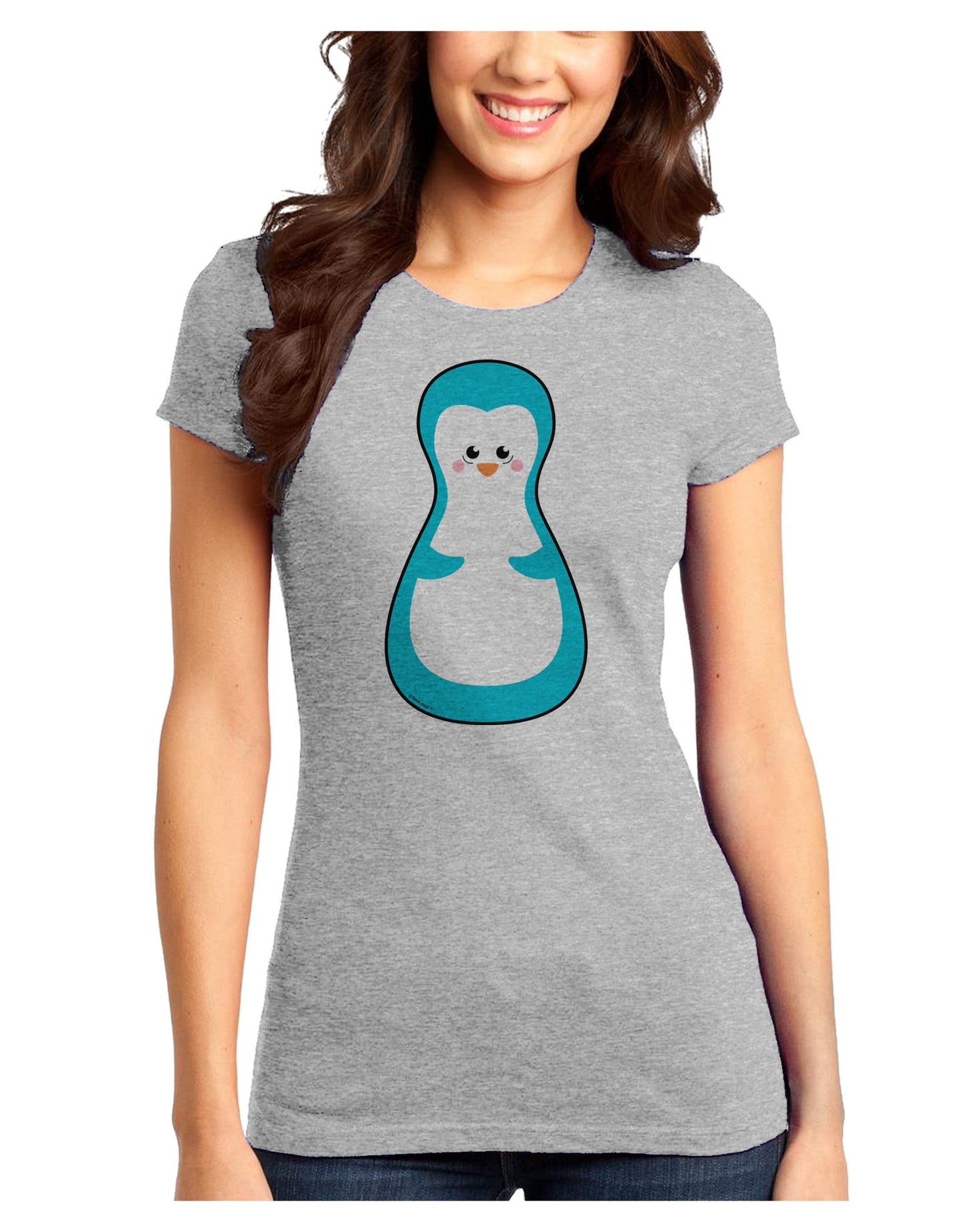 Cute Penguin Matryoshka Nesting Doll - Christmas Juniors T-Shirt-Womens Juniors T-Shirt-TooLoud-Ash-Gray-Juniors Fitted XS-Davson Sales