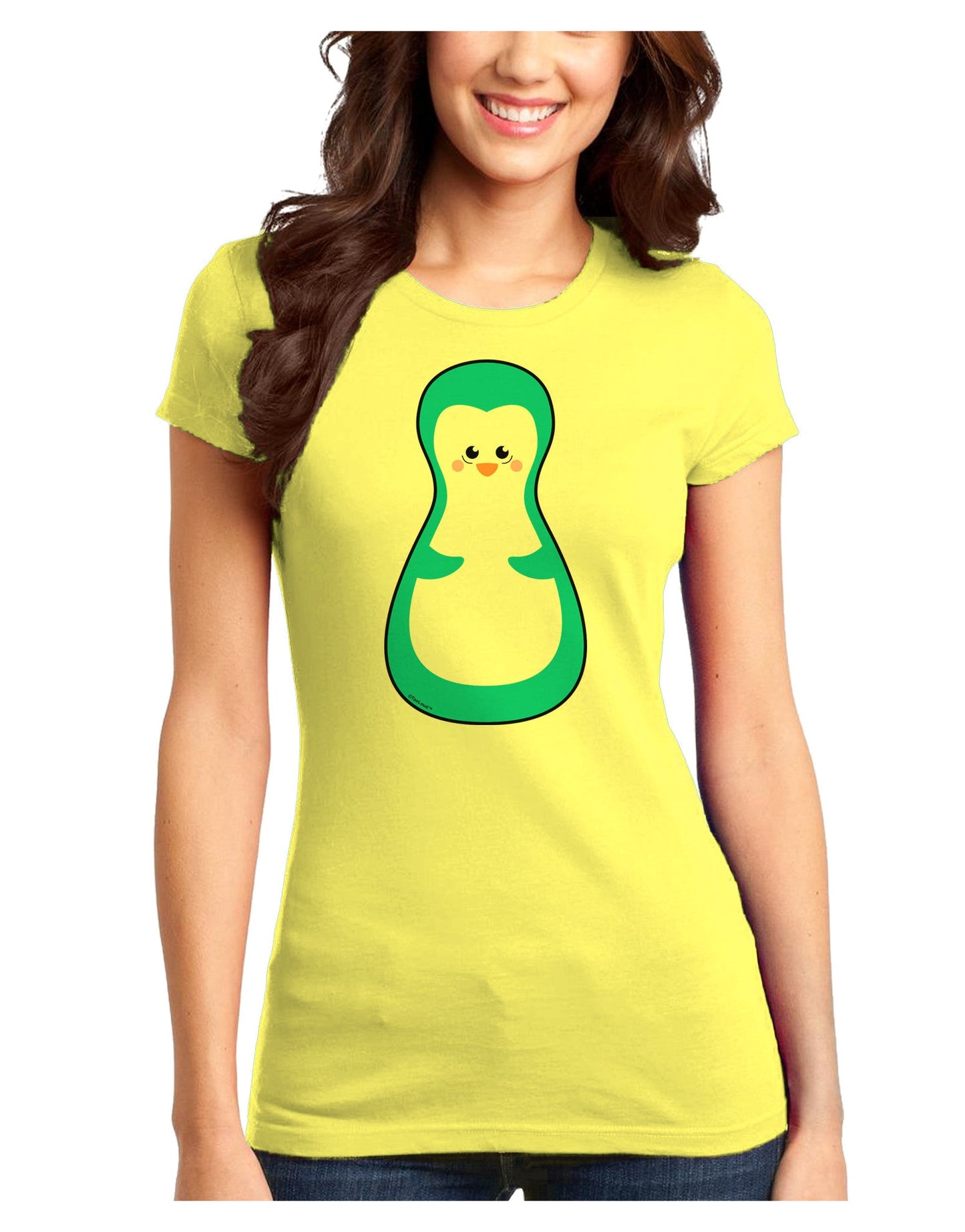 Cute Penguin Matryoshka Nesting Doll - Christmas Juniors T-Shirt-Womens Juniors T-Shirt-TooLoud-Yellow-Juniors Fitted XS-Davson Sales