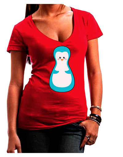 Cute Penguin Matryoshka Nesting Doll - Christmas Juniors V-Neck Dark T-Shirt-Womens V-Neck T-Shirts-TooLoud-Red-Juniors Fitted Small-Davson Sales