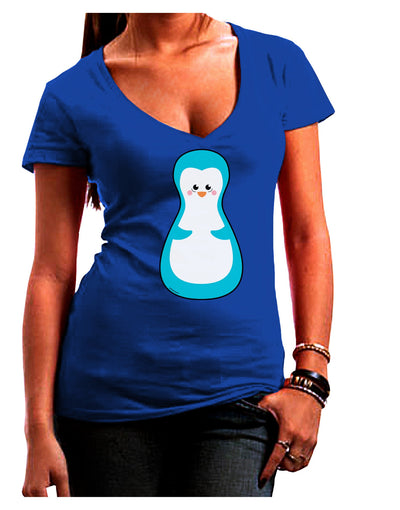 Cute Penguin Matryoshka Nesting Doll - Christmas Juniors V-Neck Dark T-Shirt-Womens V-Neck T-Shirts-TooLoud-Royal-Blue-Juniors Fitted Small-Davson Sales