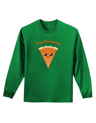 Cute Pie Slice- Happy Thanksgiving Adult Long Sleeve Dark T-Shirt-TooLoud-Kelly-Green-Small-Davson Sales