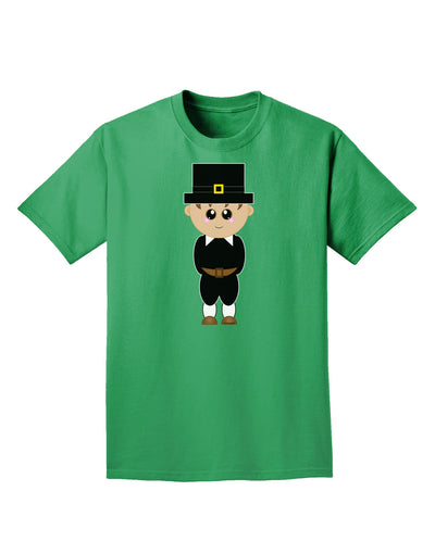 Cute Pilgrim Boy Thanksgiving Adult Dark T-Shirt-Mens T-Shirt-TooLoud-Kelly-Green-Small-Davson Sales