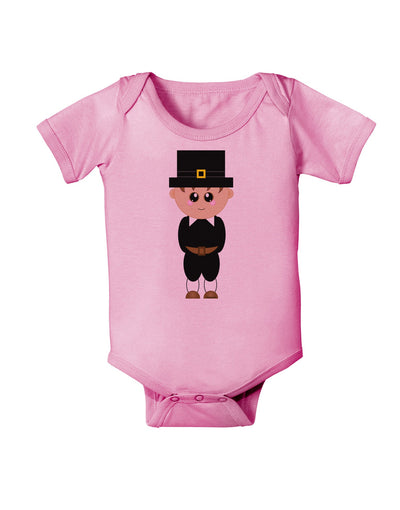 Cute Pilgrim Boy Thanksgiving Baby Romper Bodysuit-Baby Romper-TooLoud-Light-Pink-06-Months-Davson Sales