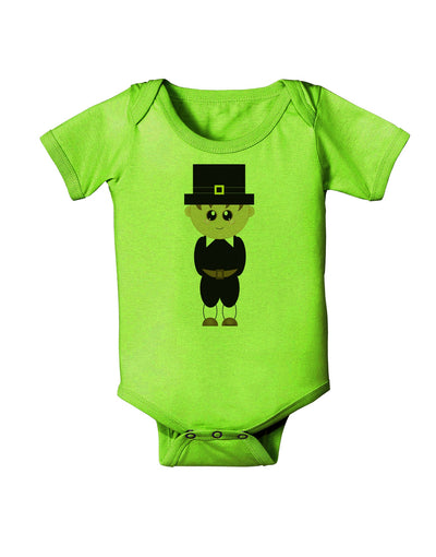 Cute Pilgrim Boy Thanksgiving Baby Romper Bodysuit-Baby Romper-TooLoud-Lime-Green-06-Months-Davson Sales