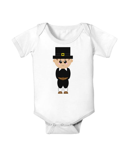 Cute Pilgrim Boy Thanksgiving Baby Romper Bodysuit-Baby Romper-TooLoud-White-06-Months-Davson Sales