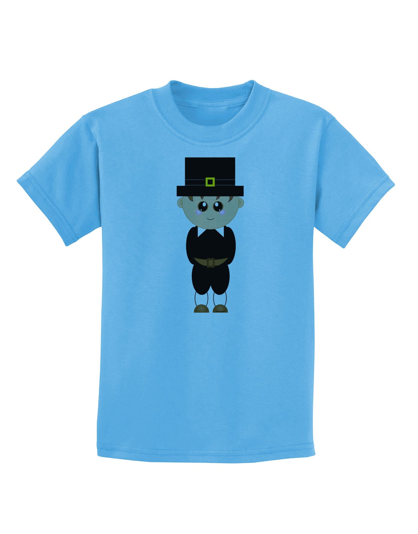 Cute Pilgrim Boy Thanksgiving Childrens T-Shirt-Childrens T-Shirt-TooLoud-Aquatic-Blue-X-Small-Davson Sales