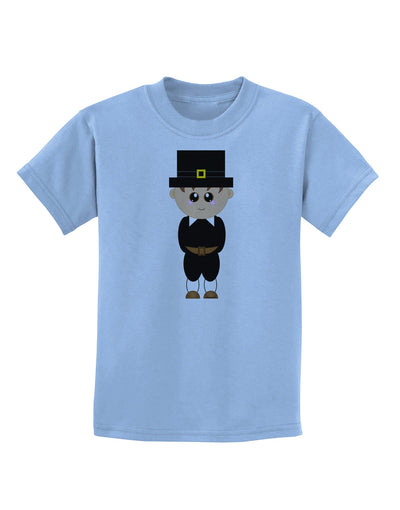 Cute Pilgrim Boy Thanksgiving Childrens T-Shirt-Childrens T-Shirt-TooLoud-Light-Blue-X-Small-Davson Sales