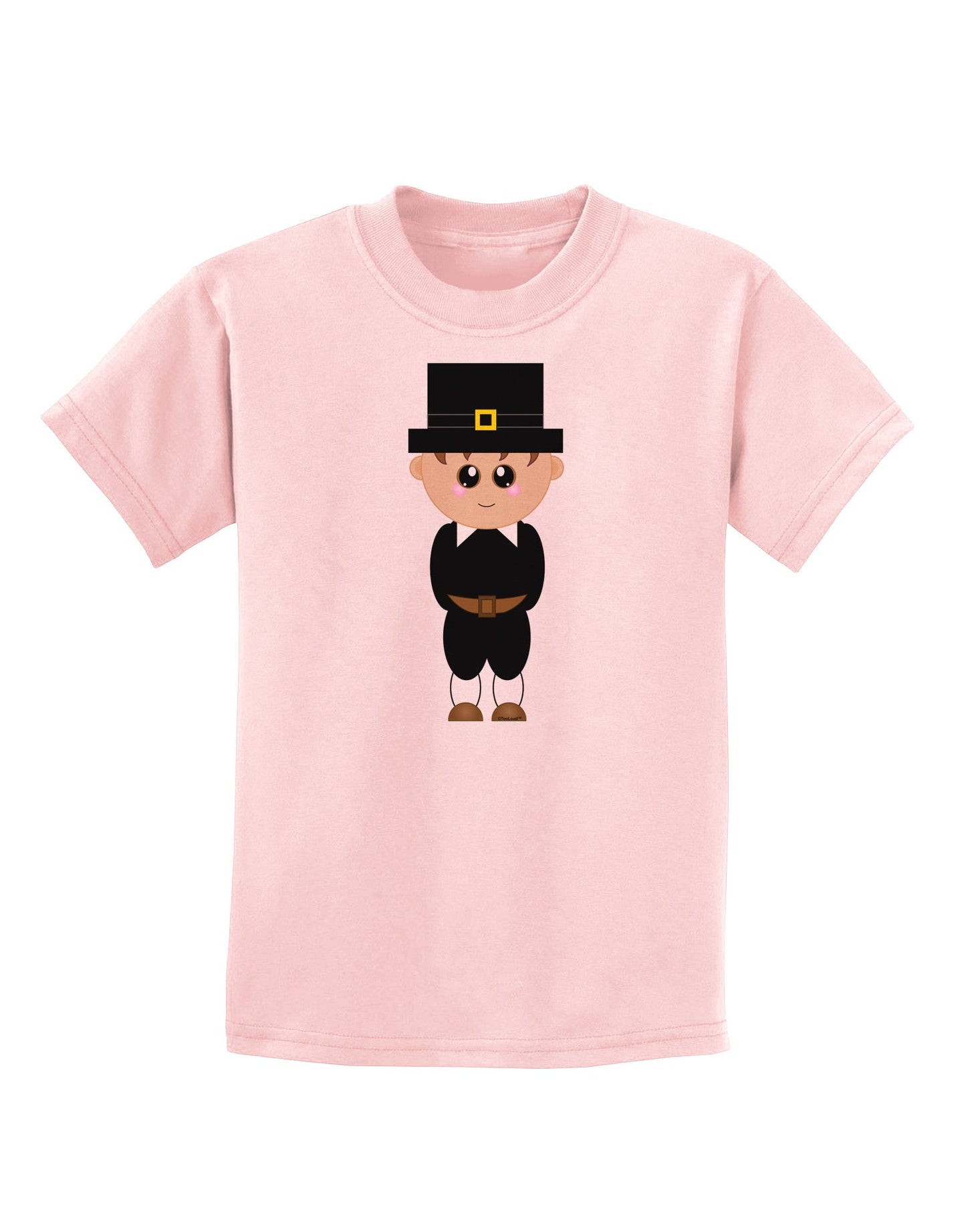 Cute Pilgrim Boy Thanksgiving Childrens T-Shirt-Childrens T-Shirt-TooLoud-PalePink-X-Small-Davson Sales