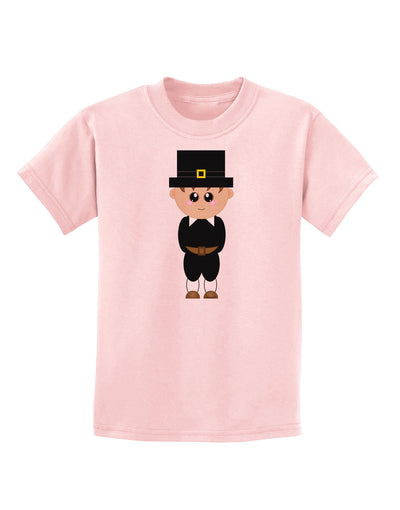 Cute Pilgrim Boy Thanksgiving Childrens T-Shirt-Childrens T-Shirt-TooLoud-PalePink-X-Small-Davson Sales