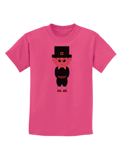 Cute Pilgrim Boy Thanksgiving Childrens T-Shirt-Childrens T-Shirt-TooLoud-Sangria-X-Small-Davson Sales