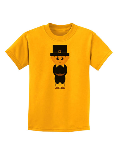 Cute Pilgrim Boy Thanksgiving Childrens T-Shirt-Childrens T-Shirt-TooLoud-Gold-X-Small-Davson Sales