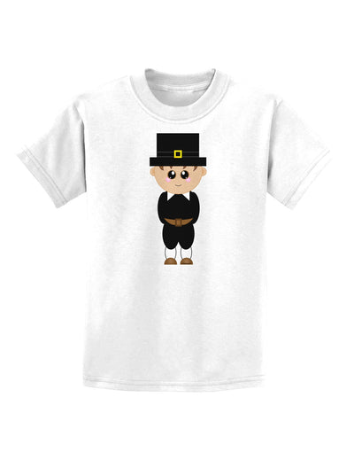 Cute Pilgrim Boy Thanksgiving Childrens T-Shirt-Childrens T-Shirt-TooLoud-White-X-Small-Davson Sales