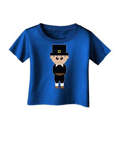 Cute Pilgrim Boy Thanksgiving Infant T-Shirt Dark-Infant T-Shirt-TooLoud-Red-06-Months-Davson Sales