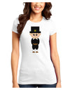 Cute Pilgrim Boy Thanksgiving Juniors T-Shirt-Womens Juniors T-Shirt-TooLoud-White-Juniors Fitted XS-Davson Sales