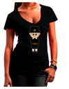 Cute Pilgrim Boy Thanksgiving Juniors V-Neck Dark T-Shirt-Womens V-Neck T-Shirts-TooLoud-Black-Small-Davson Sales