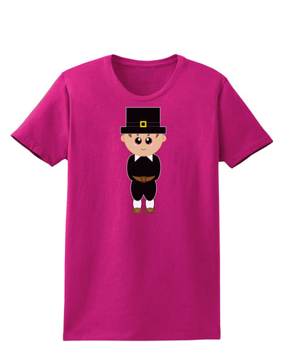 Cute Pilgrim Boy Thanksgiving Womens Dark T-Shirt-TooLoud-Hot-Pink-Small-Davson Sales