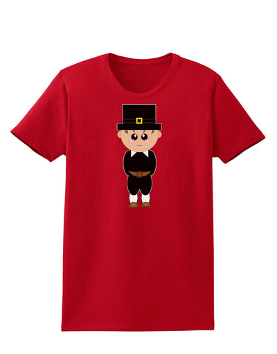 Cute Pilgrim Boy Thanksgiving Womens Dark T-Shirt-TooLoud-Red-X-Small-Davson Sales