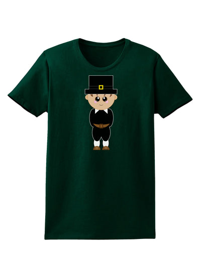 Cute Pilgrim Boy Thanksgiving Womens Dark T-Shirt-TooLoud-Forest-Green-Small-Davson Sales