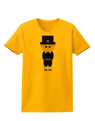 Cute Pilgrim Boy Thanksgiving Womens T-Shirt-Womens T-Shirt-TooLoud-Gold-X-Small-Davson Sales